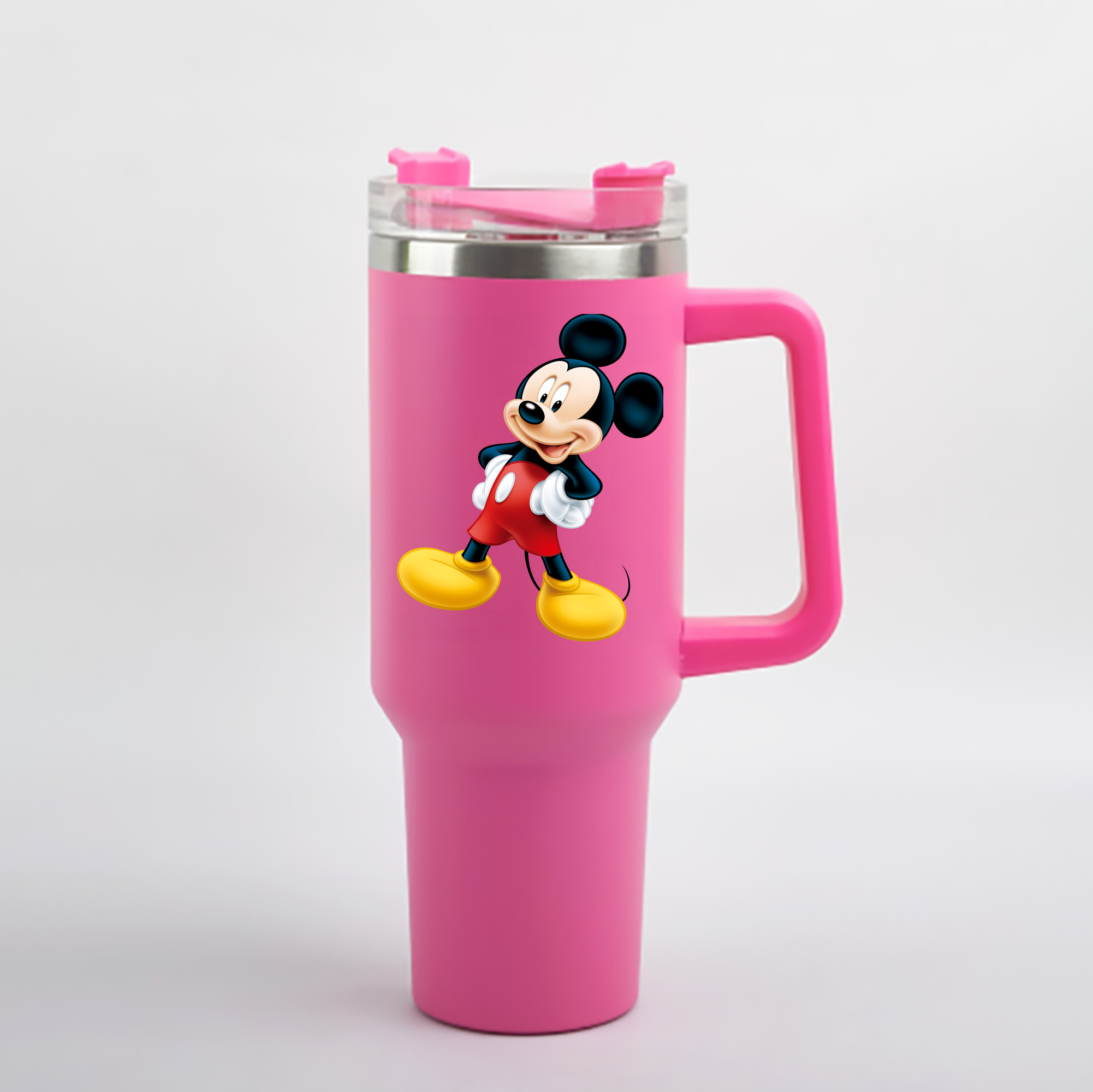 （画像用） ミッキーマウス Mickey Mouse 1200mL車用タンブラー - クリスタルステッカー（プラスチックストロー付き）